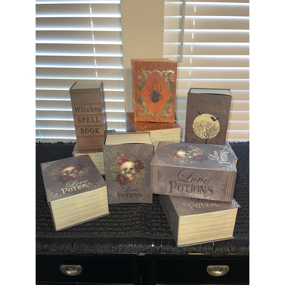 Halloween Storage Gift Boxes Faux Books Decor Witches Spells Potions 2005